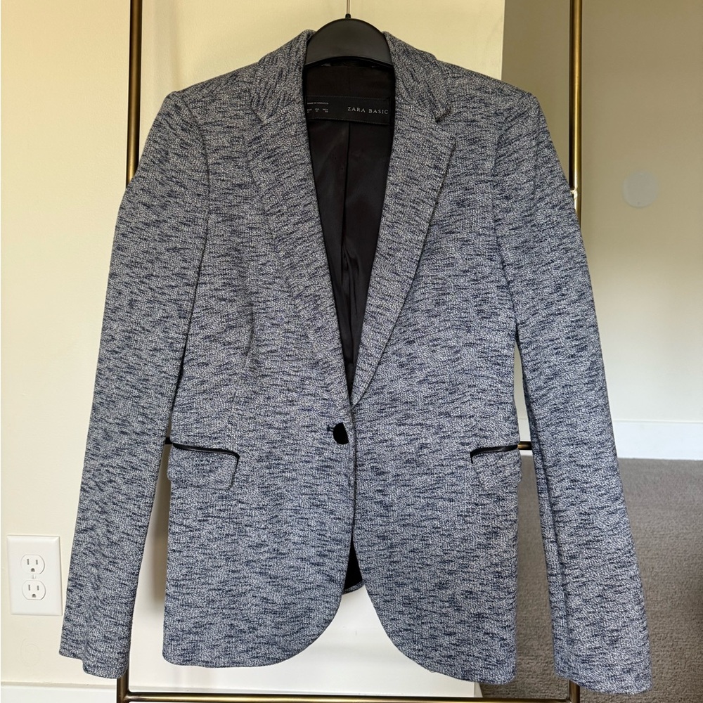Zara Textured Blue Blazer